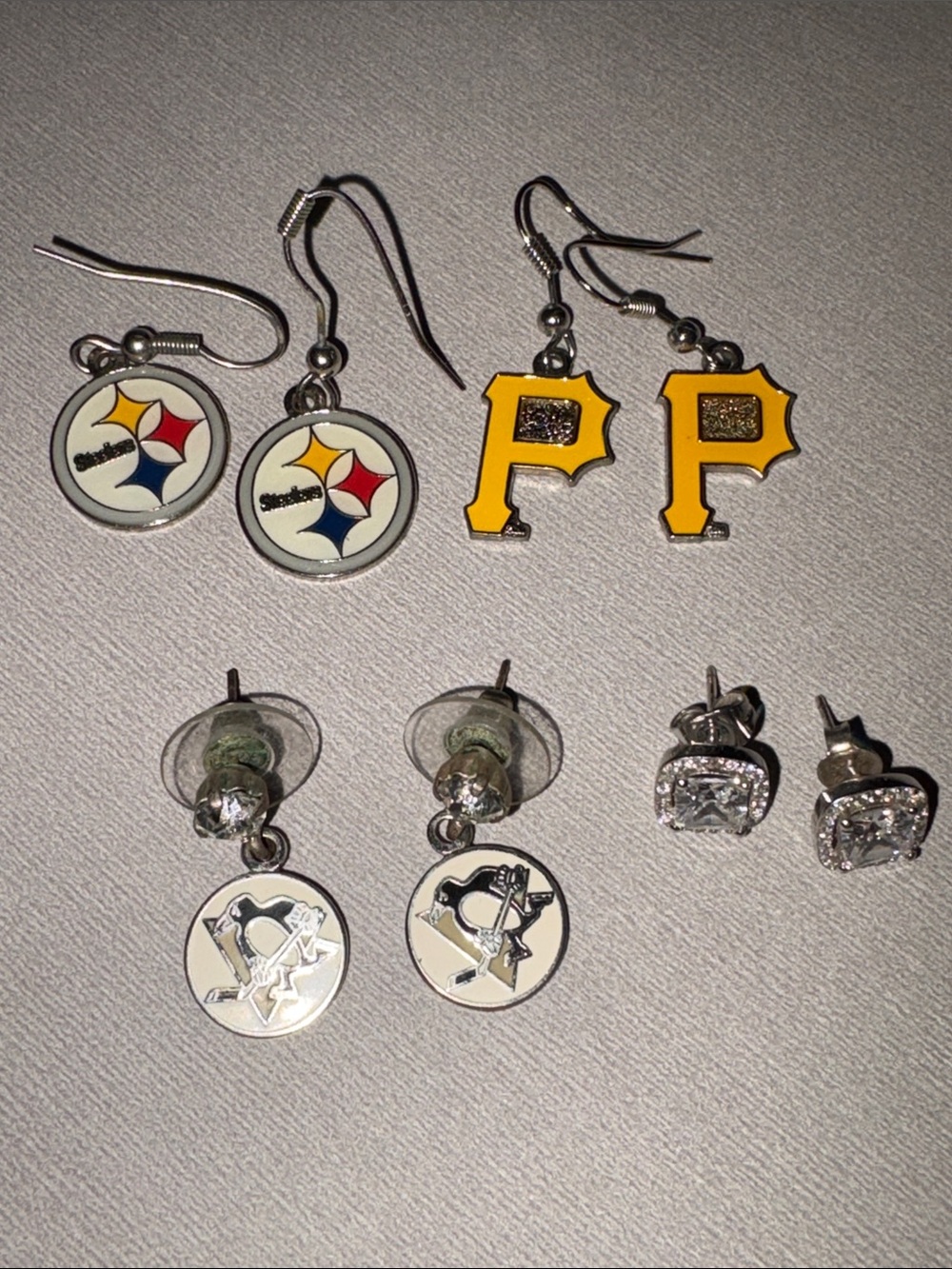 Pittsburgh sports set of 4 earring set Steelers pirates penguins